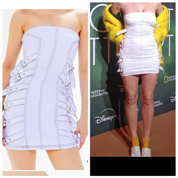 Iamgia Spectrum White Buckle Tron Bandage Mini Dress Xs - Picture 2 of 14